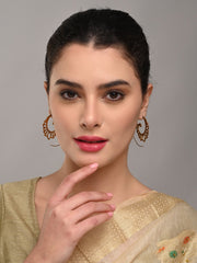 Gold-Plated Spiral Lotus Hoop Earrings