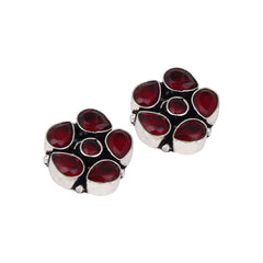 Silver Oxidised finish Studs with stone details