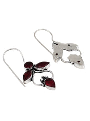 Silver Oxydised finish Drop Earring with glass stone