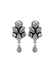 Silver Oxydised finish Studs with White AD stones