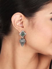 Silver Oxydised finish Drop Earrings